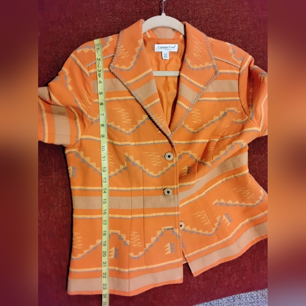 Orange Patterned Women's Jacket - image 6